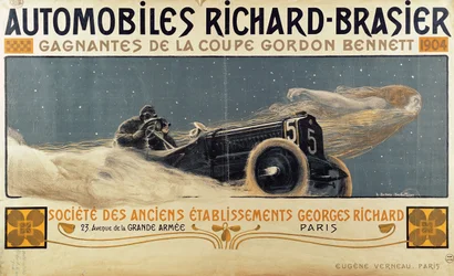 Juliste, jossa Automobiles Richard-Brasier voitti Gordon Bennett Cupin vuonna 1904